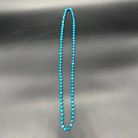 Vintage Turquoise Beaded Necklace Blue Stone Southwestern Western 30 Inches - Picture 3 of 7